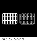 Grating grate lattice trellis net mesh BBQ grill grilling surface rectangle shape roundness set icon white color vector illustration image simple solid fill outline contour line thin flat style. Grating grate lattice trellis net mesh BBQ grill grilling surface rectangle shape roundness set icon white color vector illustration image solid fill outline contour line thin flat style. Стоковая иллюстрация, агентство Ingram Publishing / Фотобанк Лори