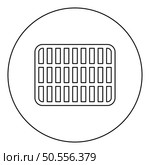 Grating grate lattice trellis net mesh BBQ grill grilling surface rectangle shape roundness icon in circle round black color vector illustration image outline contour line thin style simple. Grating grate lattice trellis net mesh BBQ grill grilling surface rectangle shape roundness icon in circle round black color vector illustration image outline contour line thin style. Стоковая иллюстрация, агентство Ingram Publishing / Фотобанк Лори