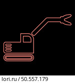 Neon sloopkraan building machine demolish wrecking cut knife crane truck red color vector illustration image flat style light. Neon sloopkraan building machine demolish wrecking cut knife crane truck red color vector illustration image flat style. Стоковая иллюстрация, агентство Ingram Publishing / Фотобанк Лори