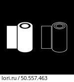 Roll paper towel disposable wrap wallpaper fabric tissue office equipment set icon white color vector illustration image simple solid fill outline contour line thin flat style. Roll paper towel disposable wrap wallpaper fabric tissue office equipment set icon white color vector illustration image solid fill outline contour line thin flat style. Стоковая иллюстрация, агентство Ingram Publishing / Фотобанк Лори