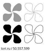 Four lobed fan blade paddle vane ventilation blade set icon grey black color vector illustration image simple solid fill outline contour line thin flat style. Four lobed fan blade paddle vane ventilation blade set icon grey black color vector illustration image solid fill outline contour line thin flat style. Стоковая иллюстрация, агентство Ingram Publishing / Фотобанк Лори