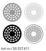 Sewer hatch manhole cover set icon grey black color vector illustration image simple solid fill outline contour line thin flat style. Sewer hatch manhole cover set icon grey black color vector illustration image solid fill outline contour line thin flat style. Стоковая иллюстрация, агентство Ingram Publishing / Фотобанк Лори