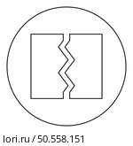 Breach broken torn tear object document icon in circle round black color vector illustration image outline contour line thin style simple. Breach broken torn tear object document icon in circle round black color vector illustration image outline contour line thin style. Стоковая иллюстрация, агентство Ingram Publishing / Фотобанк Лори