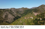 Viewpoint of the Terraces (Miradouro dos Socalcos), overlooking the Agricultural terraces (famous Tibete style landscape view), Porta Cova place, Sistelo, Arcos de Valdevez, Portugal. Стоковое фото, агентство Ingram Publishing / Фотобанк Лори