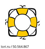 Simple hand drawn illustration of a yellow life preserver. Perfect for web design. mobile apps. and social media. Стоковая иллюстрация, агентство Ingram Publishing / Фотобанк Лори