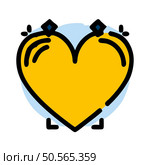 A playful. cartoon style heart icon in yellow with a bold black outline and blue accents. Perfect for adding a touch of whimsy to designs for Valentines Day. love. friendship. and more. Стоковая иллюстрация, агентство Ingram Publishing / Фотобанк Лори
