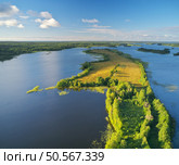 Aerial view of the famous Kizhi Pogost. Kizhi island, Lake Onega. Old church construction. Стоковое фото, агентство Ingram Publishing / Фотобанк Лори