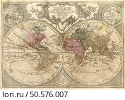 Nautical background with a navigation tools: telescope, compass and old maps. Стоковое фото, агентство Ingram Publishing / Фотобанк Лори