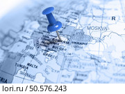 Location Romania. Blue pin on the map. Стоковое фото, агентство Ingram Publishing / Фотобанк Лори