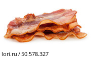 Grilled fresh bacon isolated on white background. Стоковое фото, агентство Ingram Publishing / Фотобанк Лори
