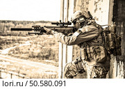 United States Army ranger during the military operation. Стоковое фото, агентство Ingram Publishing / Фотобанк Лори