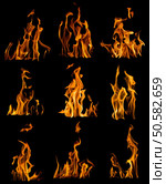 yellow flames isolated on black background. Стоковое фото, агентство Ingram Publishing / Фотобанк Лори