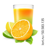 Glass of citrus juice isolated on white. Стоковое фото, агентство Ingram Publishing / Фотобанк Лори