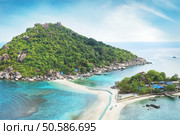 Beaches of Thailand. Empty morning Koh Nang Yuan island beach. Asian tropical beach paradise in Thailand. Стоковое фото, агентство Ingram Publishing / Фотобанк Лори