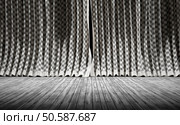 Background curtains and wood floor. Abstract background. Fabric texture Curtains. Стоковое фото, агентство Ingram Publishing / Фотобанк Лори