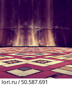 retro tile floor background and old concrete brick wall. Floor background and tile floor. Стоковое фото, агентство Ingram Publishing / Фотобанк Лори