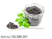 Beluga caviar isolated on a white background with clipping path. Beluga roe. Стоковое фото, агентство Ingram Publishing / Фотобанк Лори