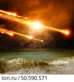 Abstract scientific background - asteroid, meteorite impact, stormy sea, ocean. Стоковое фото, агентство Ingram Publishing / Фотобанк Лори