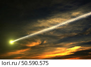flying smoky meteor on background of sky. Стоковое фото, агентство Ingram Publishing / Фотобанк Лори