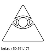Kao Give all seeing eye in pyramid in triangle Illuminati symbol Masonic contour outline line icon black color vector illustration image thin flat style simple. Kao Give all seeing eye in pyramid inside triangle Illuminati symbol Masonic contour outline line icon black color vector illustration image thin flat style. Стоковая иллюстрация, агентство Ingram Publishing / Фотобанк Лори