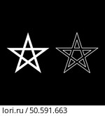 Pentagram Neo paganism sign five pointed star set icon white color vector illustration image simple solid fill outline contour line thin flat style. Pentagram Neo paganism sign five pointed star set icon white color vector illustration image solid fill outline contour line thin flat style. Стоковая иллюстрация, агентство Ingram Publishing / Фотобанк Лори