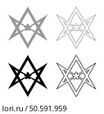 Thelema Unicursal Hexagonal symbol Unprocessing hexagram Telemma sacred geometry set icon grey black color vector illustration image simple solid fill outline contour line thin flat style. Thelema Unicursal Hexagonal symbol Unprocessing hexagram Telemma sacred geometry set icon grey black color vector illustration image solid fill outline contour line thin flat style. Стоковая иллюстрация, агентство Ingram Publishing / Фотобанк Лори