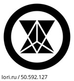 Star tetrahedron Sacred geometry icon in circle round black color vector illustration image solid outline style simple. Star tetrahedron Sacred geometry icon in circle round black color vector illustration image solid outline style. Стоковая иллюстрация, агентство Ingram Publishing / Фотобанк Лори