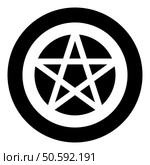Pentakl Neopagan Wicca Pentacle Neo paganism sign five pointed star in circle inside round Pentagram magic symbol icon in circle round black color vector illustration image solid outline style simple. Pentakl Neopagan Wicca Pentacle Neo paganism sign five pointed star in circle inside round Pentagram magic symbol icon in circle round black color vector illustration image solid outline style. Стоковая иллюстрация, агентство Ingram Publishing / Фотобанк Лори
