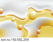 abstract liquid design featuring white and yellow swirls, soft organic textures, and scattered yellow spheres. modern, creative backgrounds with a vibrant and elegant aesthetic. Стоковая иллюстрация, агентство Ingram Publishing / Фотобанк Лори