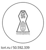 Symbol Jainism emblem Jain Prateek Chihna Hand Akhimsa Ahimsa arm religion Dharma Ahinsa Mahavir Jayanti icon in circle round black color vector illustration image outline contour line thin style simple. Symbol Jainism emblem Jain Prateek Chihna Hand Akhimsa Ahimsa arm religion Dharma Ahinsa Mahavir Jayanti icon in circle round black color vector illustration image outline contour line thin style. Стоковая иллюстрация, агентство Ingram Publishing / Фотобанк Лори