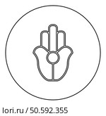 Symbol Natib Qadish Kappu palm Hamsa Levantian neo paganism neopaganism religious symbol Hand indian paganism icon in circle round black color vector illustration image outline contour line thin style simple. Symbol Natib Qadish Kappu palm Hamsa Levantian neo paganism neopaganism religious symbol Hand indian paganism icon in circle round black color vector illustration image outline contour line thin style. Стоковая иллюстрация, агентство Ingram Publishing / Фотобанк Лори