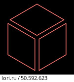 Neon hexagedron Sacred geometry symbol red color vector illustration image flat style light. Neon hexagedron Sacred geometry symbol red color vector illustration image flat style. Стоковая иллюстрация, агентство Ingram Publishing / Фотобанк Лори