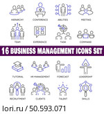 16 icons related to business management, strategy, career progress and business process. Mono line pictograms and infographics design elements. Стоковая иллюстрация, агентство Ingram Publishing / Фотобанк Лори
