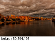 Evening landscape of the northern shore of the Northern Harbor in Vyborg. Стоковое фото, фотограф Владимир Ушаров / Фотобанк Лори