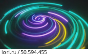 Neon lights rotating in hypnotic spiral on black background. Стоковое AI-видео, аниматор Юрий Поздников / Фотобанк Лори