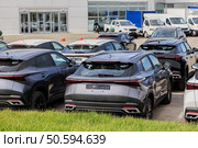 Cars For Sale Stock Lot Row Outside. Стоковое фото, фотограф Юрий Бизгаймер / Фотобанк Лори