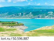 Beautiful landscape of the mountain Chirkey reservoir with azure water of the North Caucasus of Dagestan. Russia. Стоковое фото, фотограф Константин Лабунский / Фотобанк Лори