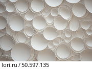 Abstract background showing white paper stripes creating concentric circles and oval shapes. Стоковое AI-изображение, AI-художник Иван Рябоконь / Фотобанк Лори