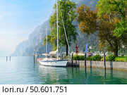 Riva del Garda port at Garda lake. Стоковое фото, фотограф Anastasy Yarmolovich / Фотобанк Лори