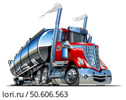 Cartoon semi tanker truck isolated on white background. Стоковая иллюстрация, иллюстратор Александр Володин / Фотобанк Лори