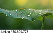 Beautiful drops of dew on a cobweb on a green background. Стоковое AI-видео, аниматор Sergey Grishin / Фотобанк Лори