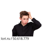 I have no idea. Portrait of a confused boy, feeling insecure, not knowing the answer. Стоковое фото, фотограф Лазаренко Светлана / Фотобанк Лори