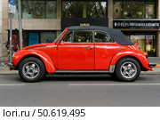 BERLIN – MAY 10, 2025: Volkswagen Beetle (VW Beetle), classic German subcompact car, on the street. Classic Days Berlin. Редакционное фото, фотограф Sergey Kohl / Фотобанк Лори