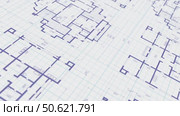 Architectural plan .House plan project .Engineering design .Industrial construction of houses . Стоковое видео, видеограф Александр Трофимович / Фотобанк Лори