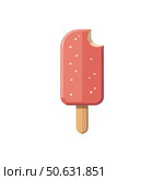 Ice cream popsicle, on white background, sweet, delicious treat, colorful design, pink colors, dessert concept. Стоковое AI-изображение, AI-художник Елена Скрипкина / Фотобанк Лори