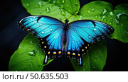 butterfly swallowtail blue ai generated. Стоковое AI-изображение, AI-художник Vectorwin / Фотобанк Лори