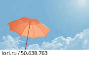 Orange Umbrella Under Blue Sky. Стоковое AI-изображение, AI-художник Кирилл Черезов / Фотобанк Лори