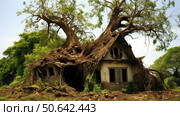 beautiful tree in roof ai generated. Стоковое AI-изображение, AI-художник Vectorwin / Фотобанк Лори