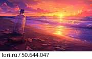 serene message in a bottle illustration ai generated. Стоковое AI-изображение, AI-художник Vectorwin / Фотобанк Лори