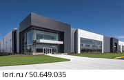 Modern data center office building features a striking glass facade and design. Современное офисное здание центра обработки данных имеет потрясающий стеклянный фасад и дизайн. Стоковое AI-изображение, AI-художник Katsiaryna Repich / Фотобанк Лори